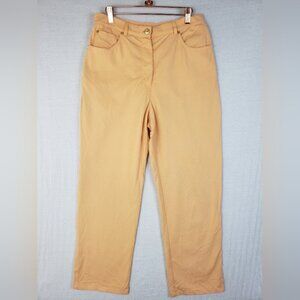 ST. JOHN Sport Pants Jeans Straight Leg Pastel Peach Orange size 12 Women's